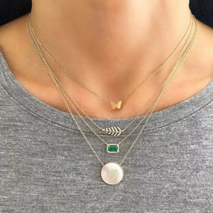 925 Silver Green Cubic Zirconia Square Necklace