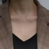 925 Silver Zircon Strip Pendant Necklace for Women