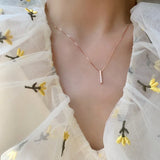 925 Silver Zircon Strip Pendant Necklace for Women