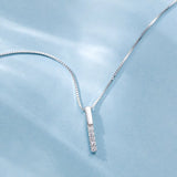 925 Silver Zircon Strip Pendant Necklace for Women