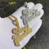 Bling Iced Out Stay Humble Letters Pendant CZ Necklace Men Hip Hop Jewelry