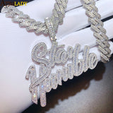 Bling Iced Out Stay Humble Letters Pendant CZ Necklace Men Hip Hop Jewelry