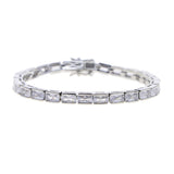 Classic Square Cz Paved Tennis Chain Bracelet With Silver Plated Wedding Jewelry