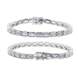 Classic Square Cz Paved Tennis Chain Bracelet With Silver Plated Wedding Jewelry