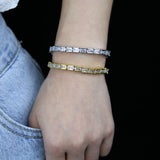 Classic Square Cz Paved Tennis Chain Bracelet With Silver Plated Wedding Jewelry