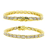 Classic Square Cz Paved Tennis Chain Bracelet With Silver Plated Wedding Jewelry