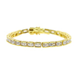 Classic Square Cz Paved Tennis Chain Bracelet With Silver Plated Wedding Jewelry