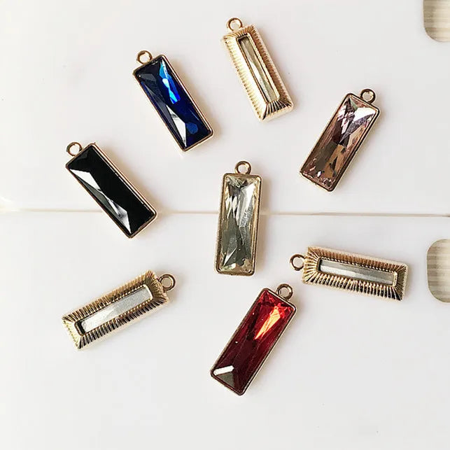 Colorful Rhinestone Alloy Geometric Rectangle Charms