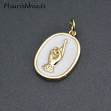 Copper Metal Plated Enamel Charms Finger Pendant DIY Jewelry Making