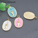 Copper Metal Plated Enamel Charms Finger Pendant DIY Jewelry Making