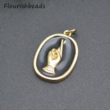 Copper Metal Plated Enamel Charms Finger Pendant DIY Jewelry Making
