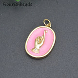 Copper Metal Plated Enamel Charms Finger Pendant DIY Jewelry Making