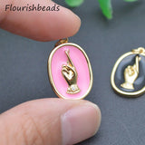 Copper Metal Plated Enamel Charms Finger Pendant DIY Jewelry Making