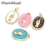 Copper Metal Plated Enamel Charms Finger Pendant DIY Jewelry Making