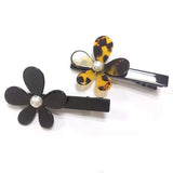 Brown Flower Pearl Duck Beak Clip Retro Hair Accessories