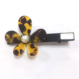 Brown Flower Pearl Duck Beak Clip Retro Hair Accessories