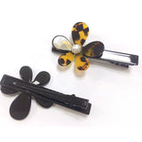 Brown Flower Pearl Duck Beak Clip Retro Hair Accessories