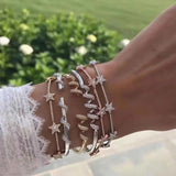 Delicate Star Chain Charm Bracelet CZ Stone Women Jewelry