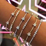Delicate Star Chain Charm Bracelet CZ Stone Women Jewelry