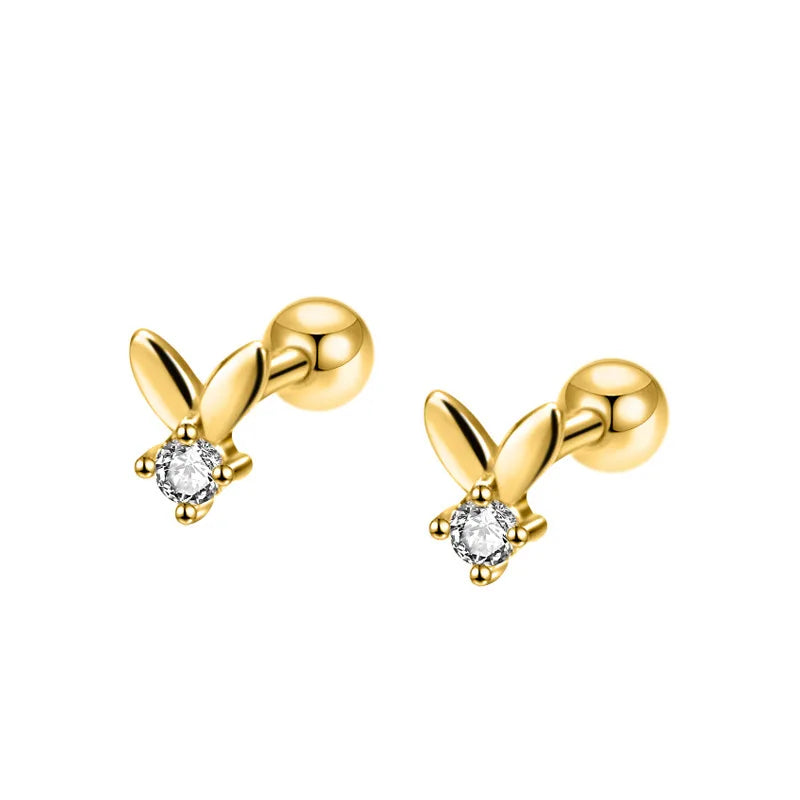 S999 Rabbit Ear CZ Stud Earring for Girls