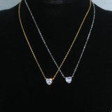 925 Sterling Silver Chain Necklace with Cubic Zircon Charm