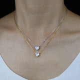 925 Sterling Silver Chain Necklace with Cubic Zircon Charm