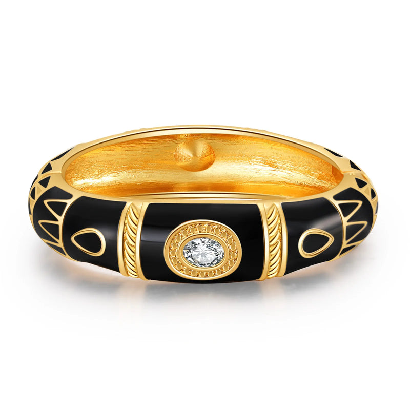 Rhinestone Enamel Cuff Bracelet for Women