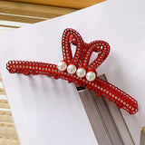 Large Rabbit's Ears Hair Clip Retro Resin With Rhinestones