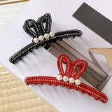 Large Rabbit's Ears Hair Clip Retro Resin With Rhinestones