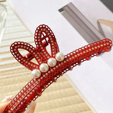 Large Rabbit's Ears Hair Clip Retro Resin With Rhinestones