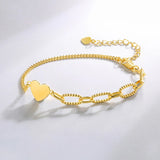 Snake Chain Copper Heart Beads Bracelet for Women