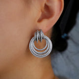 Geometric CZ Wrap Circle Hoop Earrings Silver Micro Zirconia