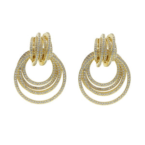 Geometric CZ Wrap Circle Hoop Earrings Silver Micro Zirconia