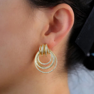 Geometric CZ Wrap Circle Hoop Earrings Silver Micro Zirconia