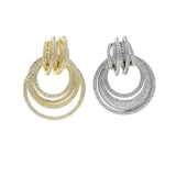 Geometric CZ Wrap Circle Hoop Earrings Silver Micro Zirconia