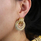 Geometric Cz Wrap Circle Hoop Earrings