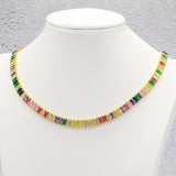 Colorful CZ Choker Necklace Rainbow Tennis Chain