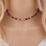 Colorful CZ Choker Necklace Rainbow Tennis Chain
