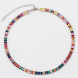 Colorful CZ Choker Necklace Rainbow Tennis Chain