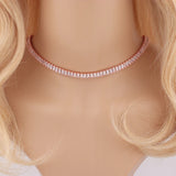 Colorful CZ Choker Necklace Rainbow Tennis Chain