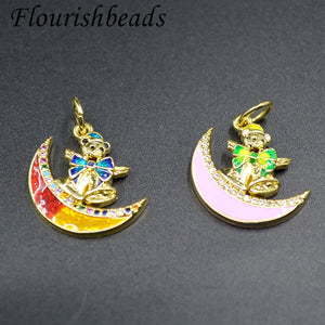 Plated Nickel Bear Moon Christmas Charms Pendant DIY Earrings