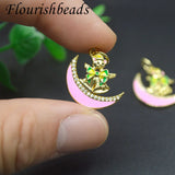 Plated Nickel Bear Moon Christmas Charms Pendant DIY Earrings