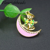 Plated Nickel Bear Moon Christmas Charms Pendant DIY Earrings
