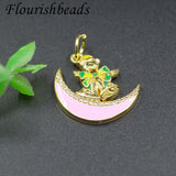 Plated Nickel Bear Moon Christmas Charms Pendant DIY Earrings