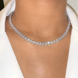Heart Tennis Choker Necklace for Lovely Girl Women Wedding