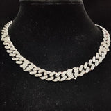 Iced Out Bling Chain Necklace 13mm Cuban Chain with Broke Heart