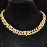 Iced Out Bling Chain Necklace 13mm Cuban Chain with Broke Heart