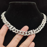 Iced Out Bling Chain Necklace 13mm Cuban Chain with Broke Heart