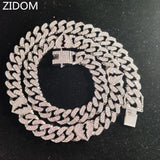 Iced Out Bling Chain Necklace 13mm Cuban Chain with Broke Heart