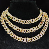 Iced Out Bling Chain Necklace 13mm Cuban Chain with Broke Heart